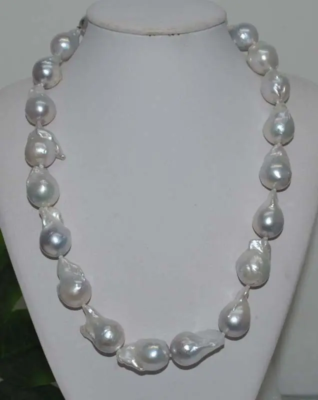 Gamtos Retos pilkos 14*22mm Baroko nucleated perlo Karoliai