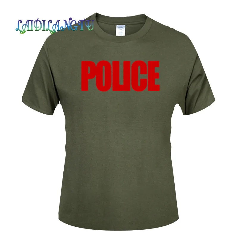 POLICIJOS Šerifo Atveju Bouncer Šalies Guard Policijos Spausdinimo Raundo Kaklo trumpomis rankovėmis marškinėliai