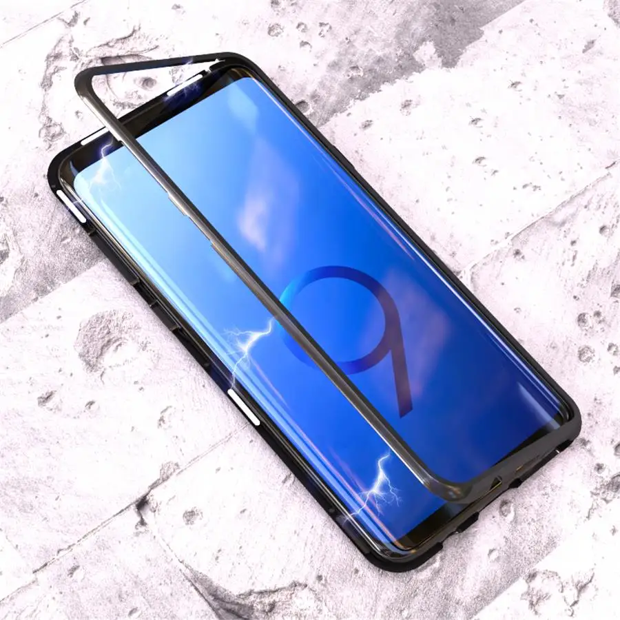 Magnetinio Adsorbcijos Metalo Case For Samsung Galaxy S10 S8 S9 Plus S7 Kraštas Grūdintas Stiklas Atgal Magneto Dangtelis Pastaba 8 9 10 Atvejų