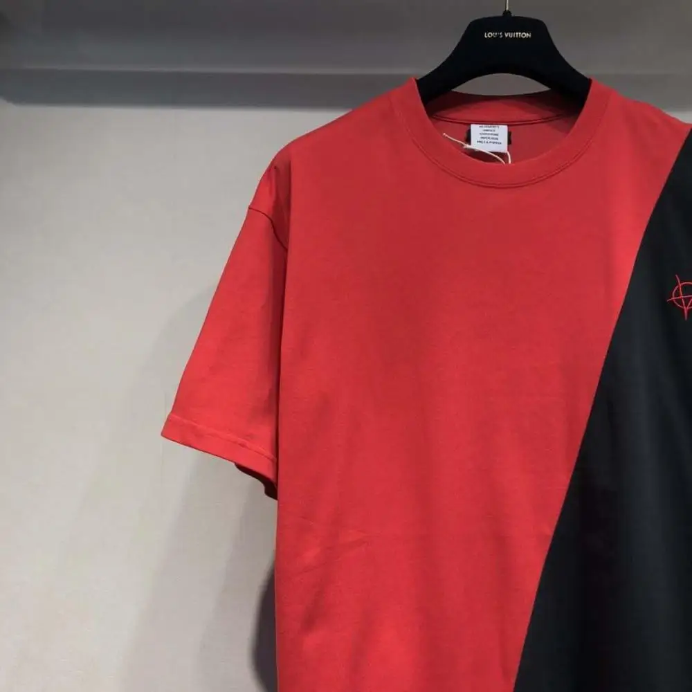 Vetements Raudona Juoda T-shirt 2020 m. Vyrai Moterys Anarchija siuvinėjimas Logotipas Vetements T-shirts Kratinys Aukštos Kokybės VTM Viršūnes VTM Tee
