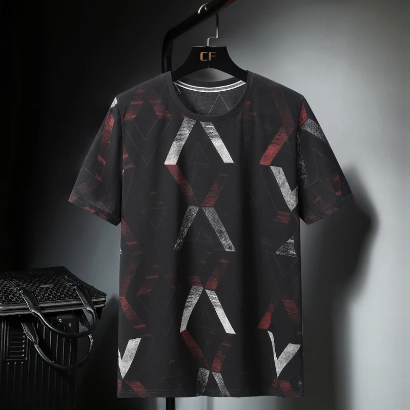 10XL 9XL 8XL 7XL aukštos kokybės vyrų t-shirt prekės ženklo drabužių vasarą naujas mados geometry dizainas t shirt mens prarasti spausdinti tshirts