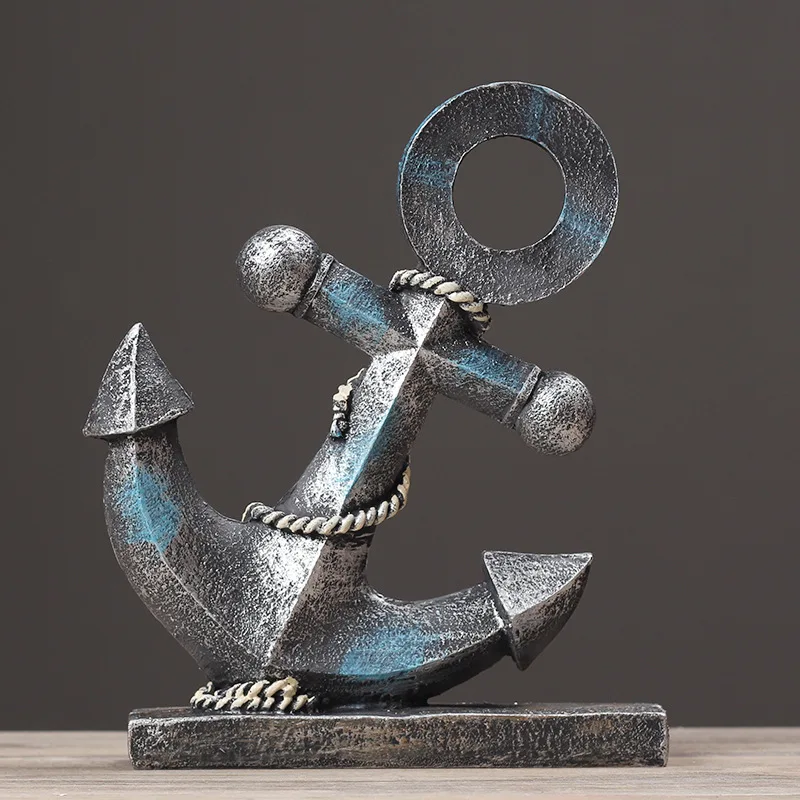 Retro inkaro apdailos jūrmylių svajonė dervos statula Viduržemio jūros laivo inkaras senovinių namų puošybai apdailos reikmenys