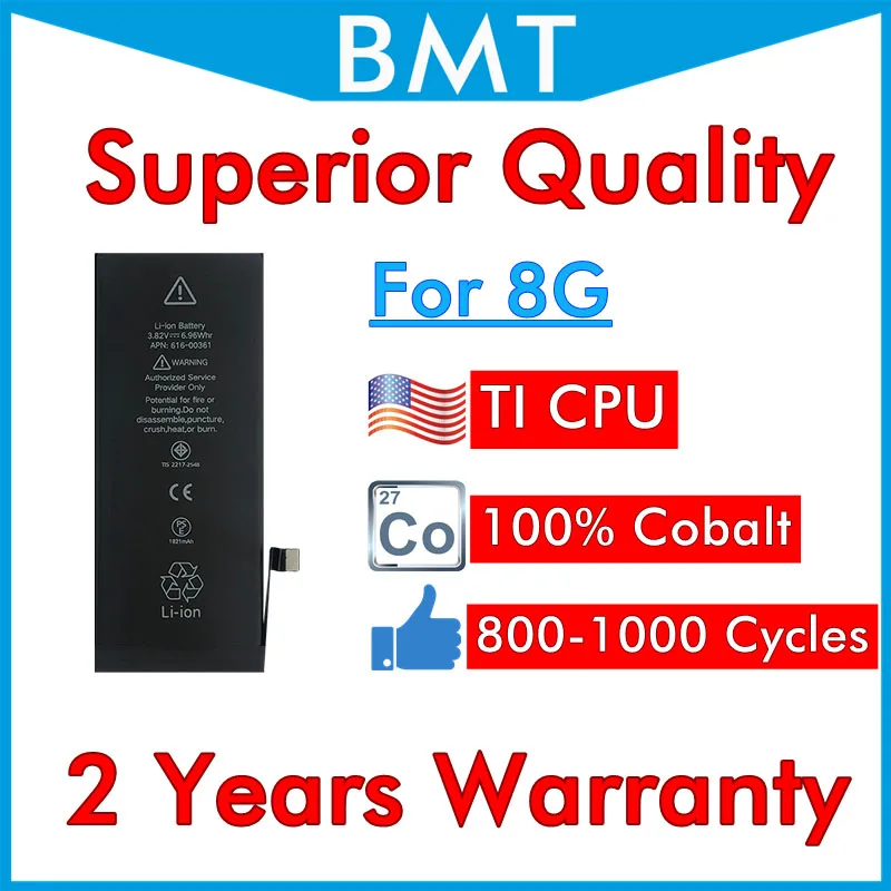 BMT Originalus 10vnt Aukščiausios Kokybės Baterija, iPhone 8 8G Kobalto Ląstelių + ILC Technologijos 2019 pakeitimo iOS 13 remontas