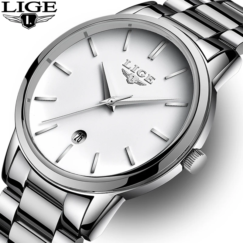 LIGE Vyrų Laikrodžiai Prabangos Prekės ženklo Mados Kvarcinis Laikrodis Vyrų Nerūdijančio Plieno Apyrankė Žiūrėti Atsitiktinis Laikrodis Montre supilkite hommer+Box