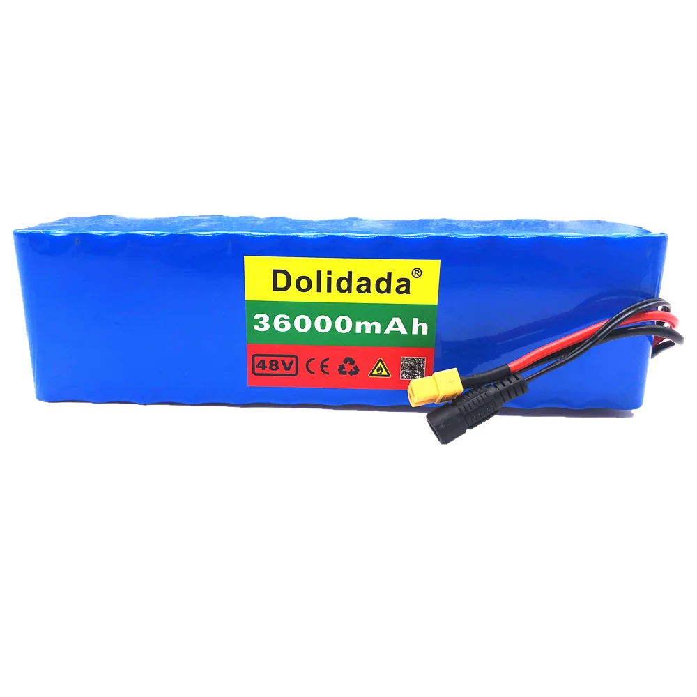 Dolidada XT60 sąsaja 48V akumuliatoriaus 13S3P 36Ah baterija 500W didelės galios baterija 48V36000mAh Ebike elektrinių dviračių (BMS)+Kroviklis