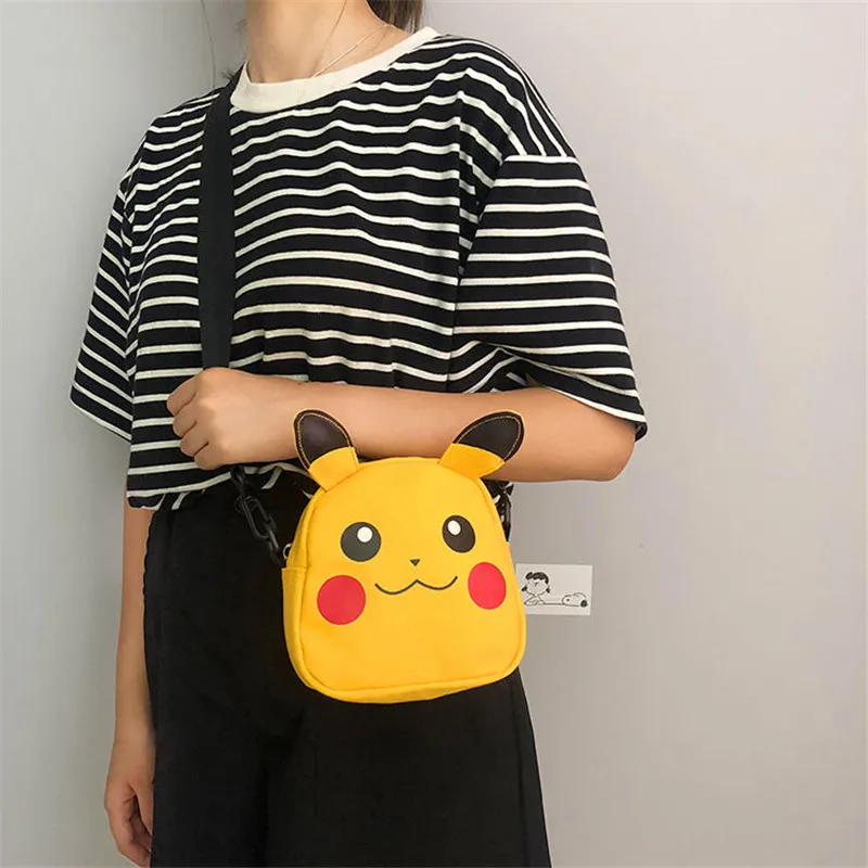 Pekemon animacinių filmų pikachu kuprinė drobės mergina pečių maišą dovanos vaikams