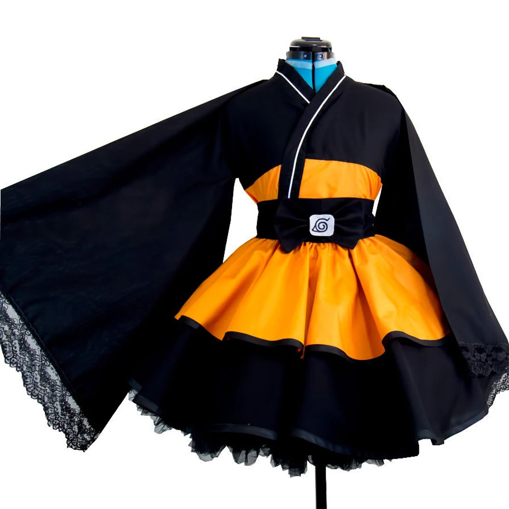 VEVEFHUANG Gyvūnų Naruto Cosplay Kostiumų Uzumaki Naruto Lolita Suknelės, Kimono Moterų Suknelė Anime Cosplay Helovinas Šalis Uniformos