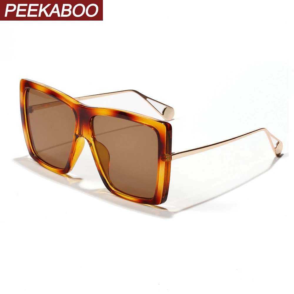 Peekaboo didelis rėmo akiniai nuo saulės moterims aikštėje leopard ruda vasarą priedai šviesą negabaritinių saulės akiniai moterų, vyrų uv400