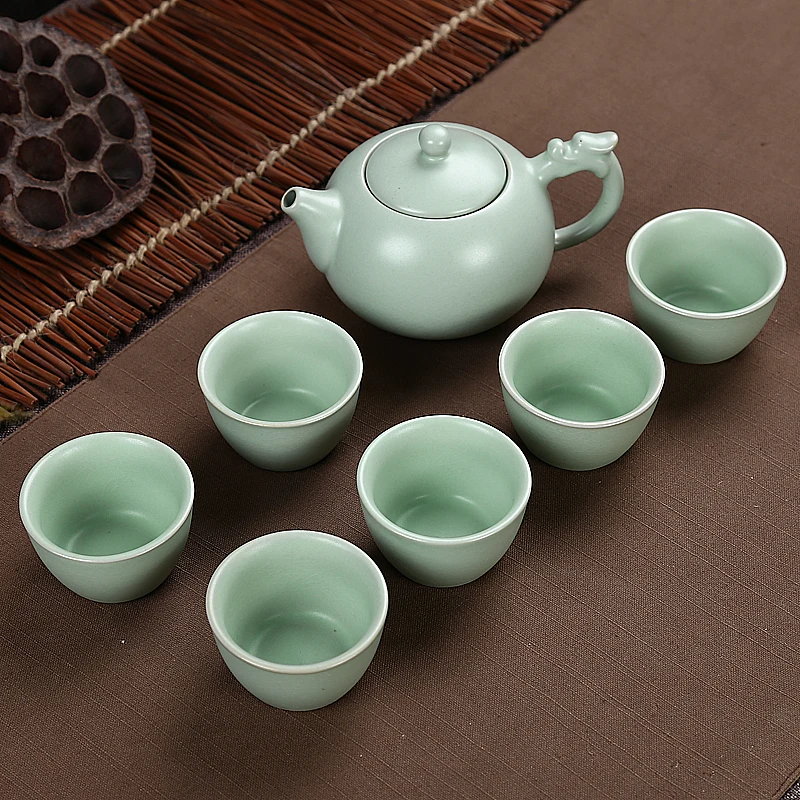 2018 naują atvykimo spalvos jūros vandens keramikos arbatinukas arbatos puodelio nešiojamų kelionių arbatos rinkinys kinijos kung fu arbatos rinkinys drinkware 1pot+6cups