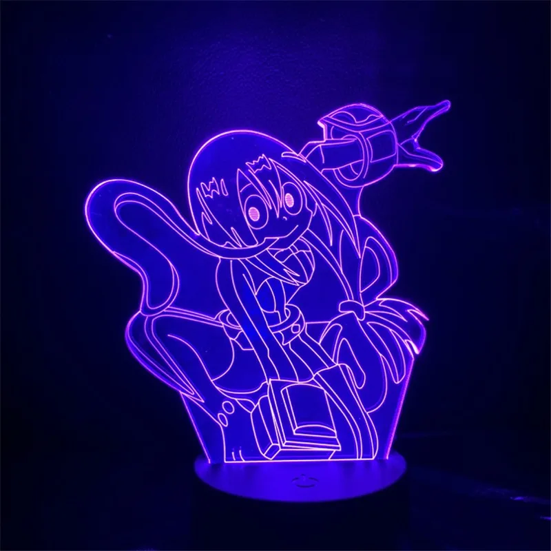 Mano Herojus akademinės bendruomenės Asui Tsuyu Naktį Šviesos 3D LED Naujovė Lentelė Lampara Žaislai Vaikams Anime Pav Apšvietimo Lempa Mergina Dovanos