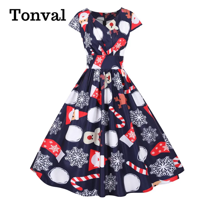 Tonval V-Kaklo Wrap Aukšto Juosmens Elegantiškas Kalėdų Vakarėlį Drabužius, Vintage Plisuotos Suknelė Bžūp Rankovėmis Moterų Plius Dydžio 