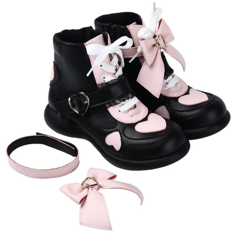 Saldus lolita batai derliaus apvalios galvos jungiamąją moterų batai mielas nėrinių bowknot kawaii batai loli cosplay Japonijos jk studentų