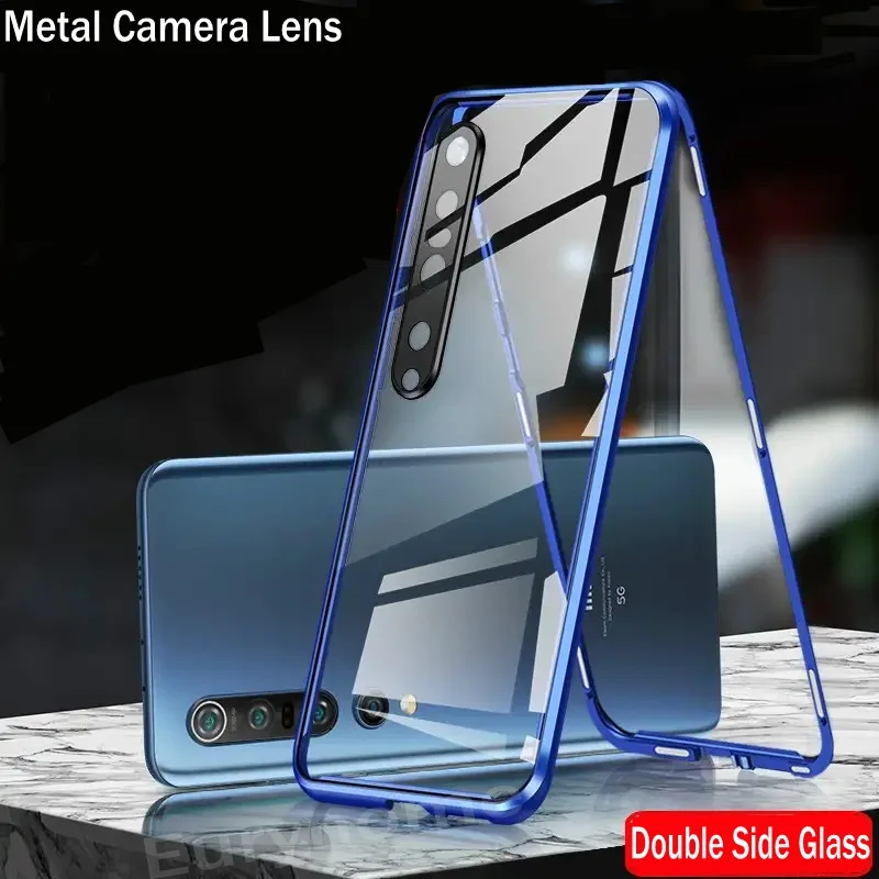 Magnetinis Stiklo Atveju Xiaomi MI 10 Lite Metalo vaizdo Kameros Objektyvo Apsaugos dvipusės Grūdinto Stiklo Dangtis Redmi 9 Pastaba Pro 10T