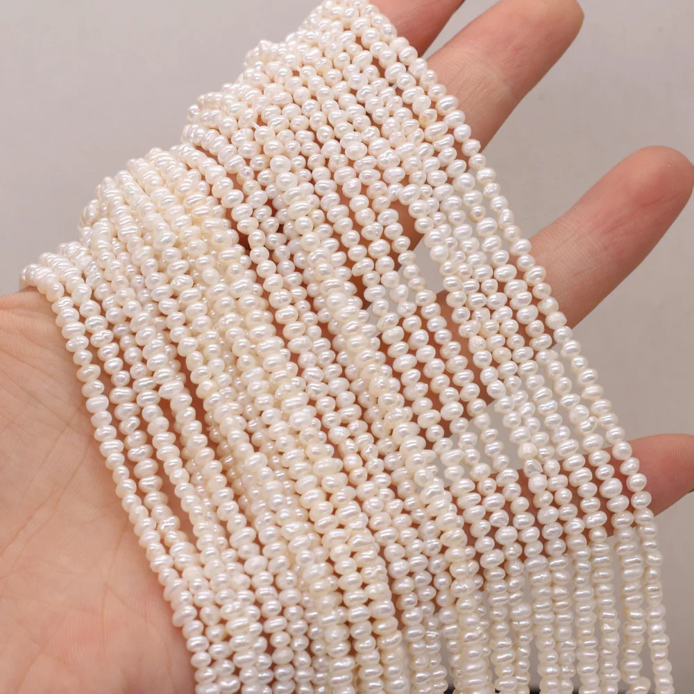 Natūralūs Gėlavandenių Perlų Bulvių Formos, Baltos spalvos Mažų Perlų Karoliukus, 