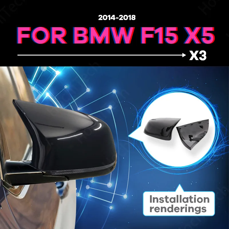 Aukštos Kokybės Dažyti Šoniniai galinio vaizdo Veidrodėliai Padengti Kepurės Pakeitimo Blizgus Juodas M Stiliaus BMW F15 X5-2018 m.