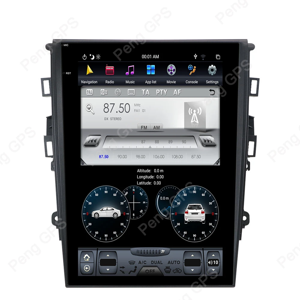 12.1 Colių Android 9.0 Automobilių GPS Navigacija Ford Mondeo Sintezės MK5 2013-2019 Built-in DSP Radijo 4K Tesla Stiliaus DVD Grotuvas