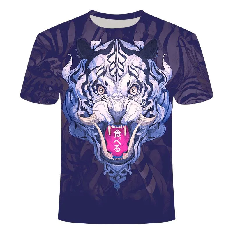 Nauji trumparankoviai vyrų vasaros 3d juokinga modelis labdaros juokinga liūto, tigro galva asmenybės t-shirt plius dydis drabužiai