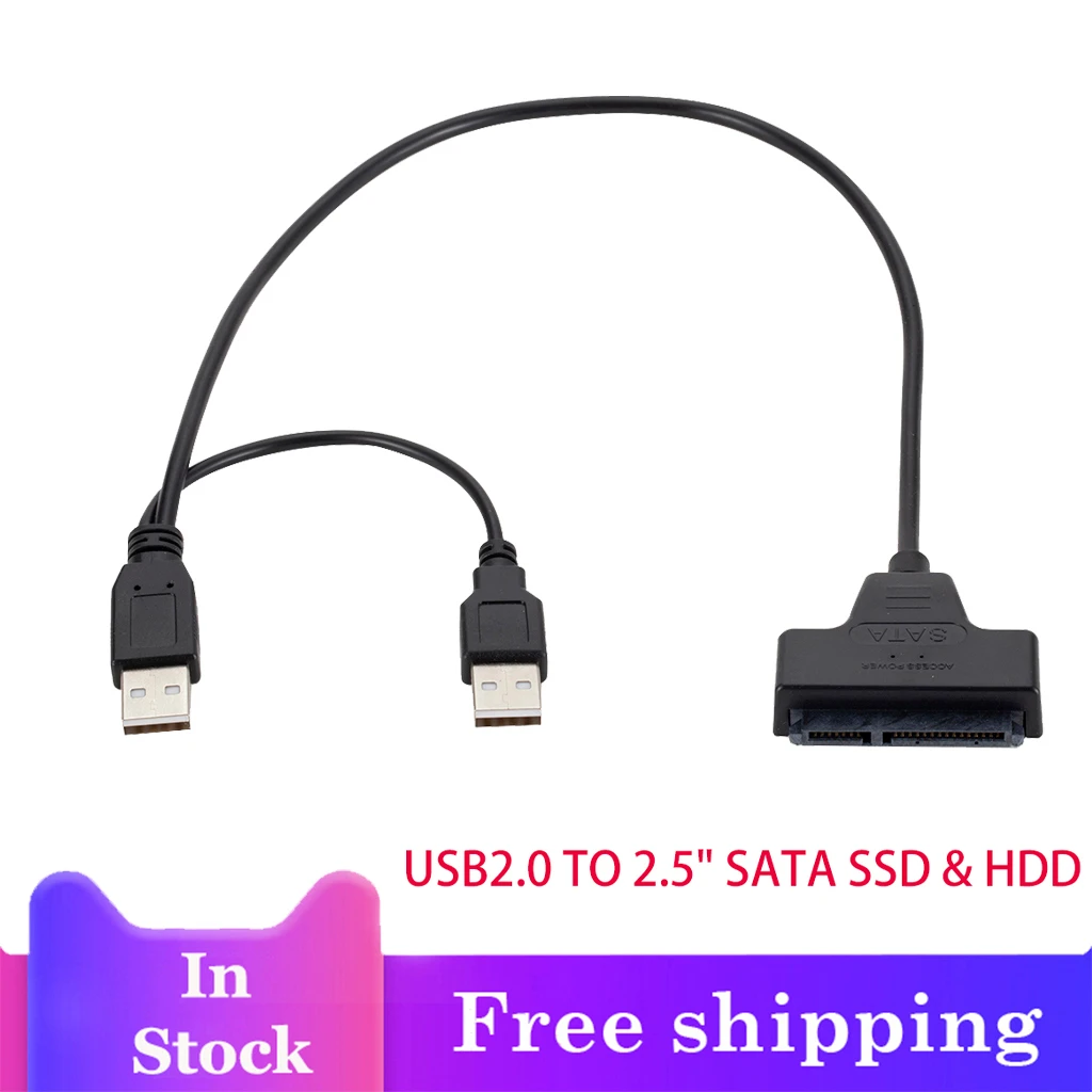 USB 2.0 iki 2.5 colių HDD 7+15pin SATA Kietąjį Diską Kabelis Adapteris iš SATA SSD & HDD