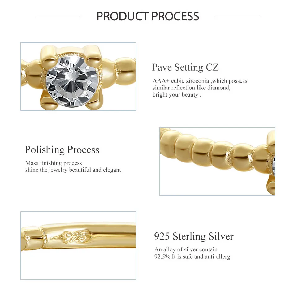 BELAWANG 2020 Nauja 925 Sterling Silver Crystal CZ Žiedas 14K Aukso spalvos Puošnios Žiedas Moterims Vestuvių Papuošalai
