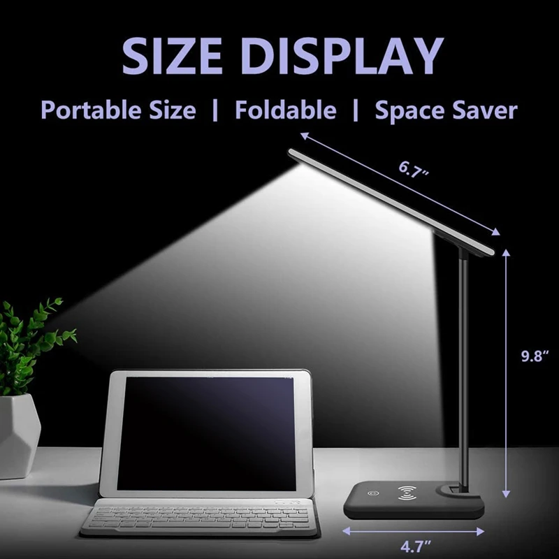 LED Stalo Lempa su Belaidžio Kroviklio,3 Režimai 6 Ryškumą įmanoma reguliuoti šviesos srautą biurų ir Studijų Stalo Lempa su USB Įkrovimo lizdas