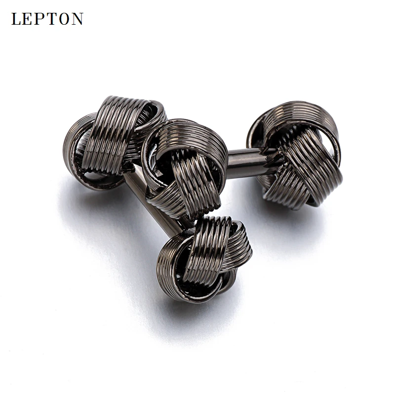 Karšto pardavimo Juoda Mazgas rankogalių segtukai vyrų mados metalo mazgas dizainas Lepton aukščiausios kokybės vario mazgų rankogalių segtukai whoelsale&retail