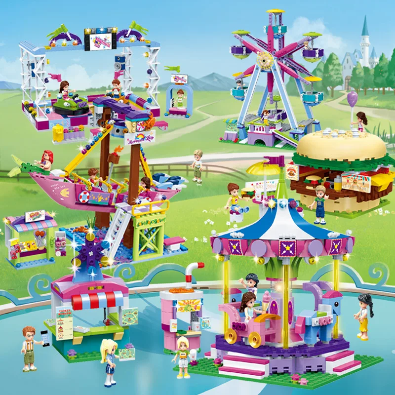 Gudi Naujų Draugų Serijos Pramogų Parkas, Velnio Ratas Modelis Statybiniai Blokai, Plytos Playgame Merginos Princesė Žaislai Vaikams