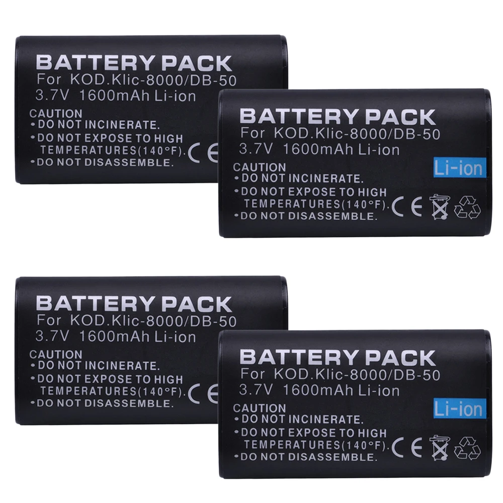 4Pcs KLIC-8000 KLIC 8000 Li-ion Baterija 3.7 V 1600mAh dėl 