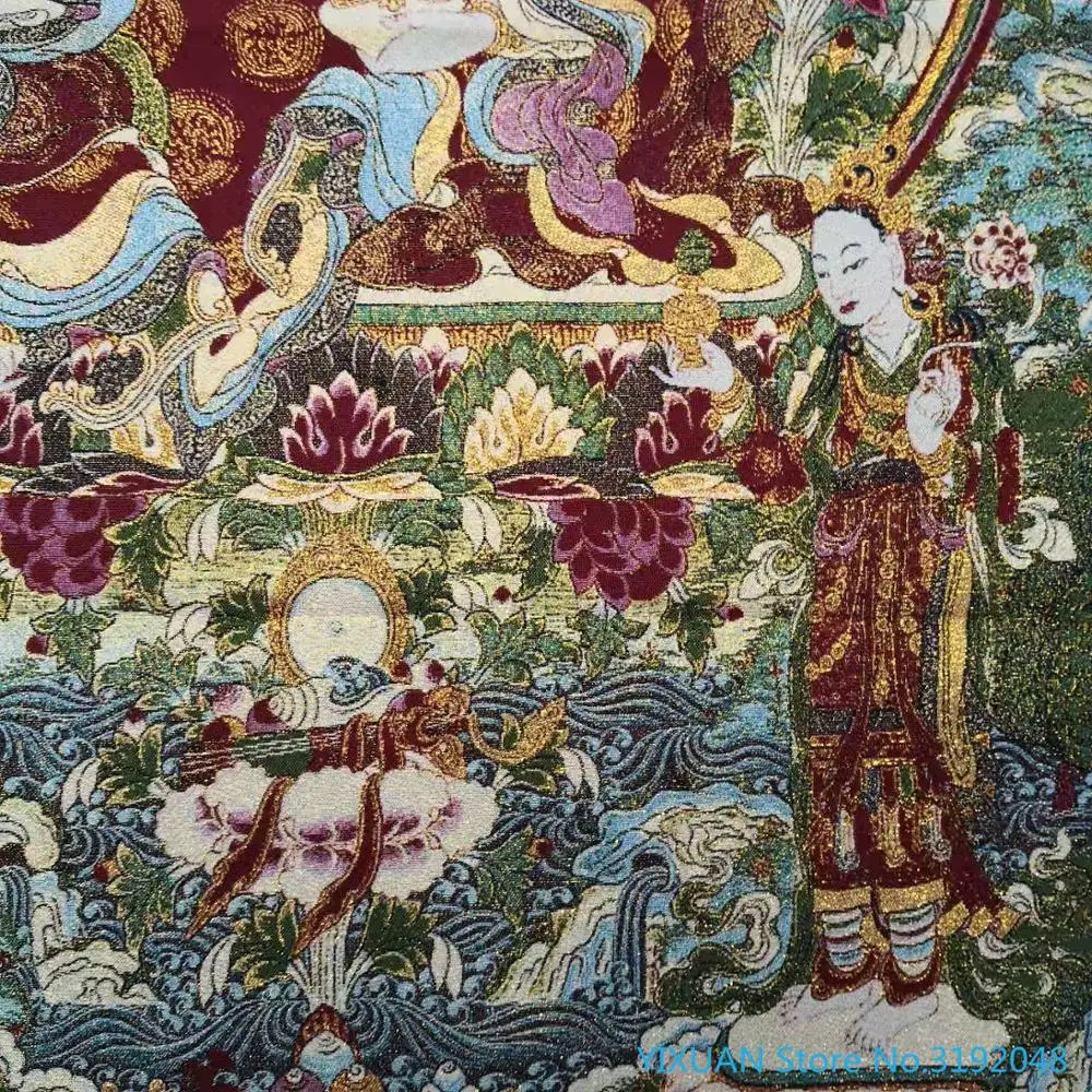 Meistras lianhuasheng Tibeto Budos statula religinių šilko Thangka brokatas tapybos aukso šilko audinio audimo siuvinėjimui