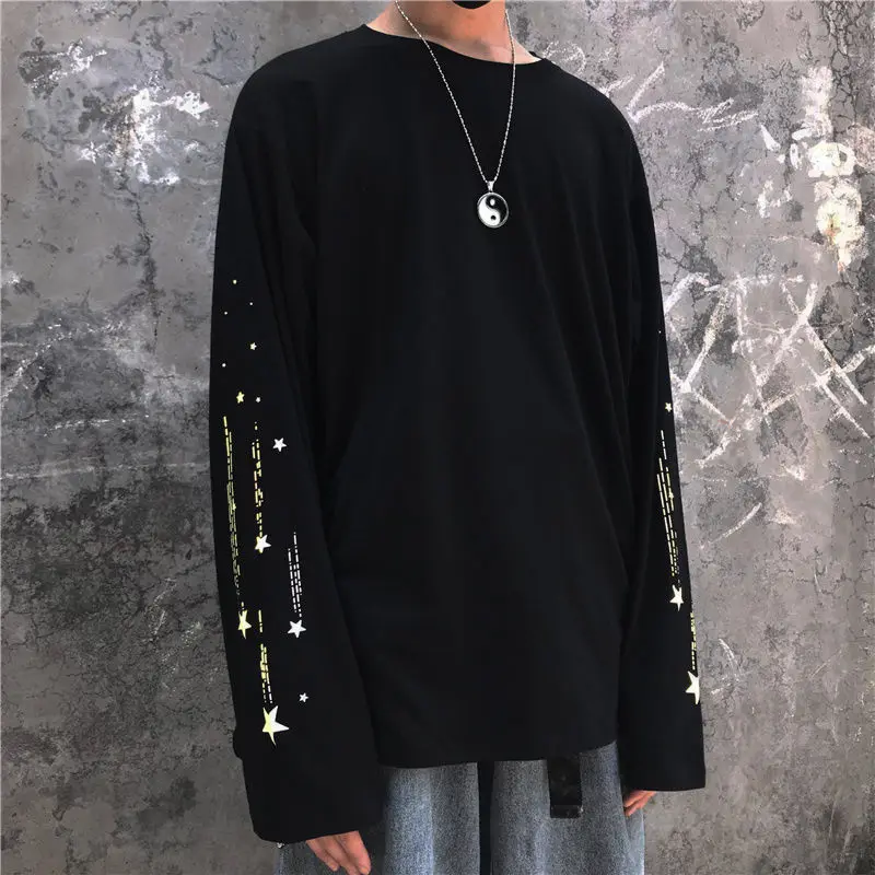 Gražus! INS Karšto Atspindintis Meteoras Spausdinti Negabaritinių marškinėliai Moterims Vyrai Draugei Harajuku ilgomis Rankovėmis Tee Streetwear Pora Drabužių