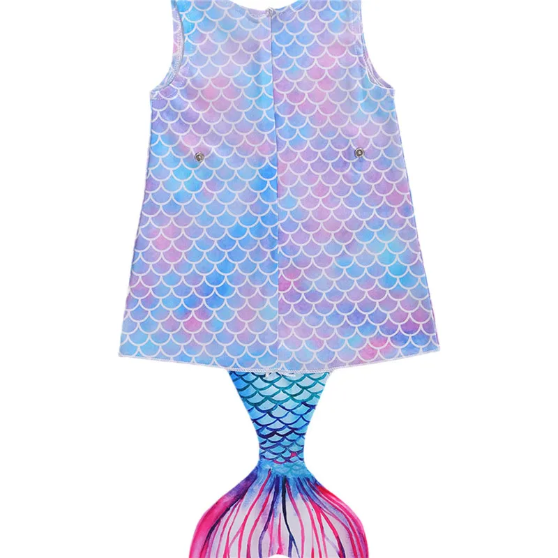 2020 mados Baby Girl Suknelė Undinė-Printed Midi Rankovių Apvalios Apykaklės, Dekoratyvinis Masto Shell Princesė šalis