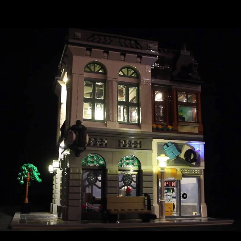 LED Apšvietimo komplektas Lego 10251 Blokai Kūrėjas, Miesto Gatvės 15001 Bankas Namas Žaislai (tik šviesos su Baterija langelį)