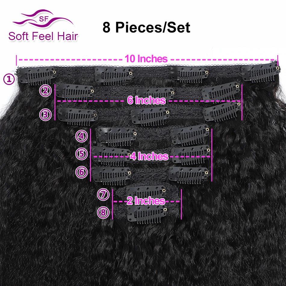 Afro Keistą Tiesiai Įrašą Žmogaus Plaukų priauginimas Remy Brazilijos Plaukų Įrašą Ins 8 Vnt/Set 120 Gramas #1B Minkštųjų Jaustis Plaukų