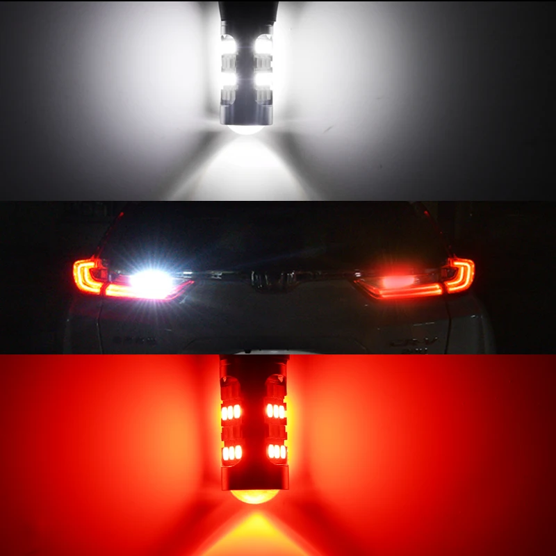 IJDM Automobilių T15 LED Balta/Raudona Dual-Spalva Canbus 912 921 W16W led Lemputės, automobilių Atsarginės Atvirkštinio Žibintai ir Galiniai Rūko žibintai ir Stabdymo/Liekamosios