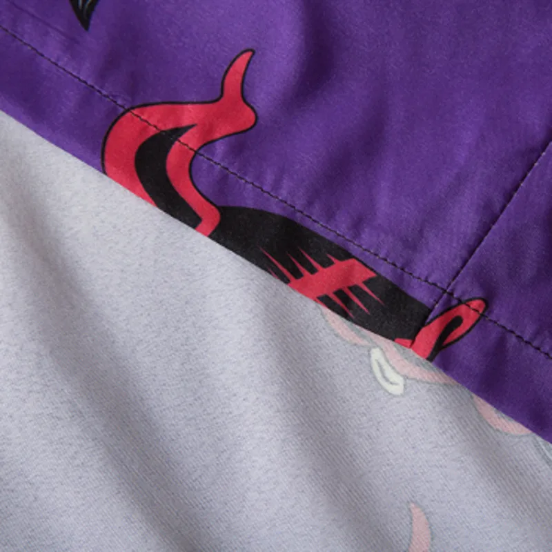 #7051 Streetwear Velnias Spausdinti Kimono Švarkas Vyrams Vasaros Harajuku Prarasti Havajų Paplūdimyje Purpurinis Rožinis Prarasti Suncreen Kimono Pelerinos