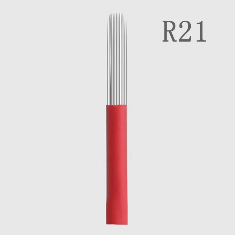 100 Vnt 21 Turo adatos, rankų rašiklis, Pusiau permanentinis makiažas žinynas rūko pen adata R21 microblading antakių pieštuko adatos