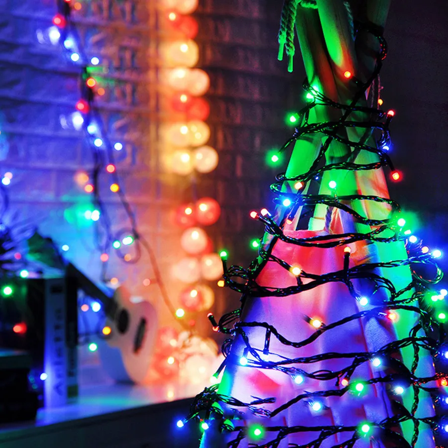 Kalėdų Styginių Šviesos Prijungti 8 Režimai Lauko Terasoje Sodo Fėja Girliandą Vestuves Kalėdų Eglutė Dekoras LED String Žibintai