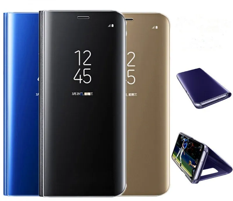 Prabangūs Aiški vaizdo Veidrodis, Flip Case For Samsung Galaxy S9 S9 Plus Pastaba 8 S8, S7 S7 Krašto Smart Stovėti Odos pc hard Case Cover