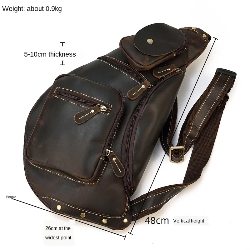 Retro vyrų krūtinės maišelį Crazy horse odos vyriški įstrižainės krepšys oda atsitiktinis lauko kelionės krepšys pečių maišą