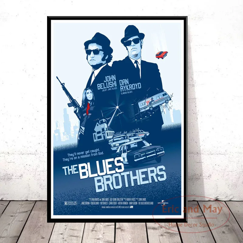 Blues Brothers 1980 Retro Vintage Filmo Muzikos Kapela Meno Tapybos Derliaus Drobės Plakatas Sienos, Namų Dekoro