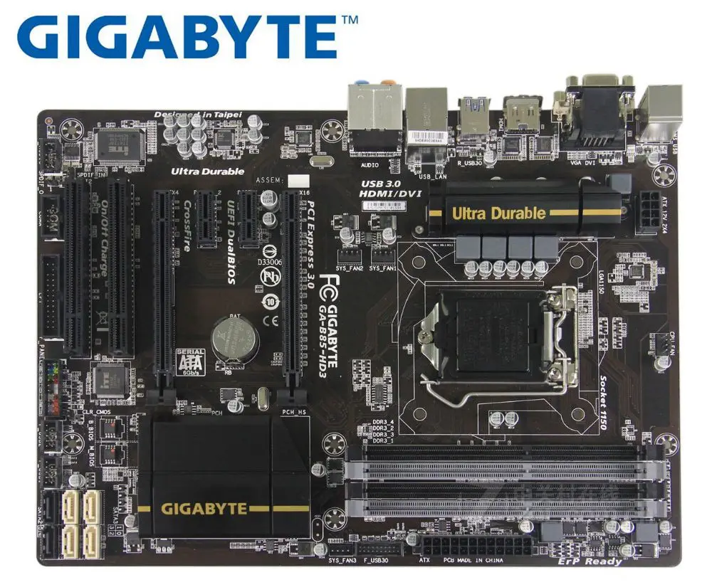 Darbalaukio Mainboard LGA 1150 Intel B85 DDR3 Gigabyte GA-B85-HD3 Originalus pagrindinė Plokštė USB3.0 32G B85-HD3 SATA III Panaudota