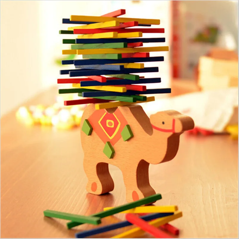 Žaislai Švietimo Dramblys Balansavimo Blokų, Medinių Žaislų Medienos Pusiausvyrą Žaidimas Montessori Blokai Dovana Vaikui JK881831