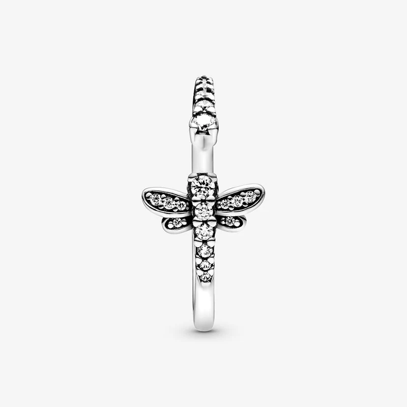 NAUJAS 925 Sterlingas Sidabro Žiedai Nutiesti Putojantis Daisy Gėlių Sidabro Spalvos Žiedas Putojantis Dragonfly Atidaryti Žiedas Mados Juvelyrika Dovana