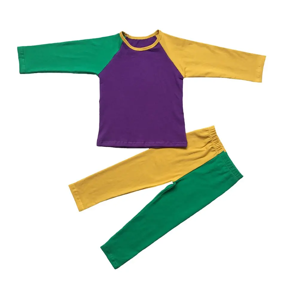 Raudonos, Žalios ir Aukso kropkowany užsakymą Kūdikių drabužių komplektus Vaikams raglans antblauzdžiai rinkiniai NAUJOJO ORLEANO užgavėnių šventė