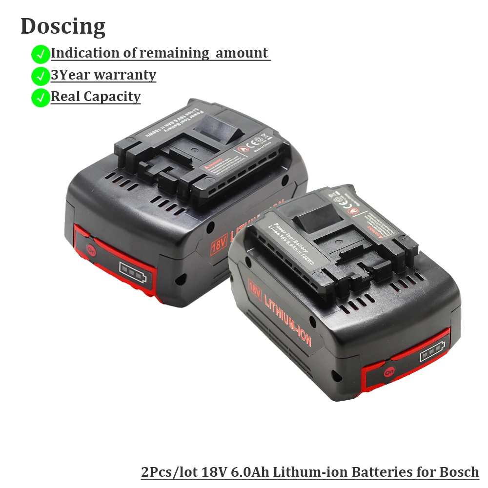 Už Bosch 18V 6000mAh elektrinių Įrankių Baterijų keitimas Baterijų Paketą Belaidžius už Bosch Grąžtas BAT609 BAT618 3601H61S10 JSH180