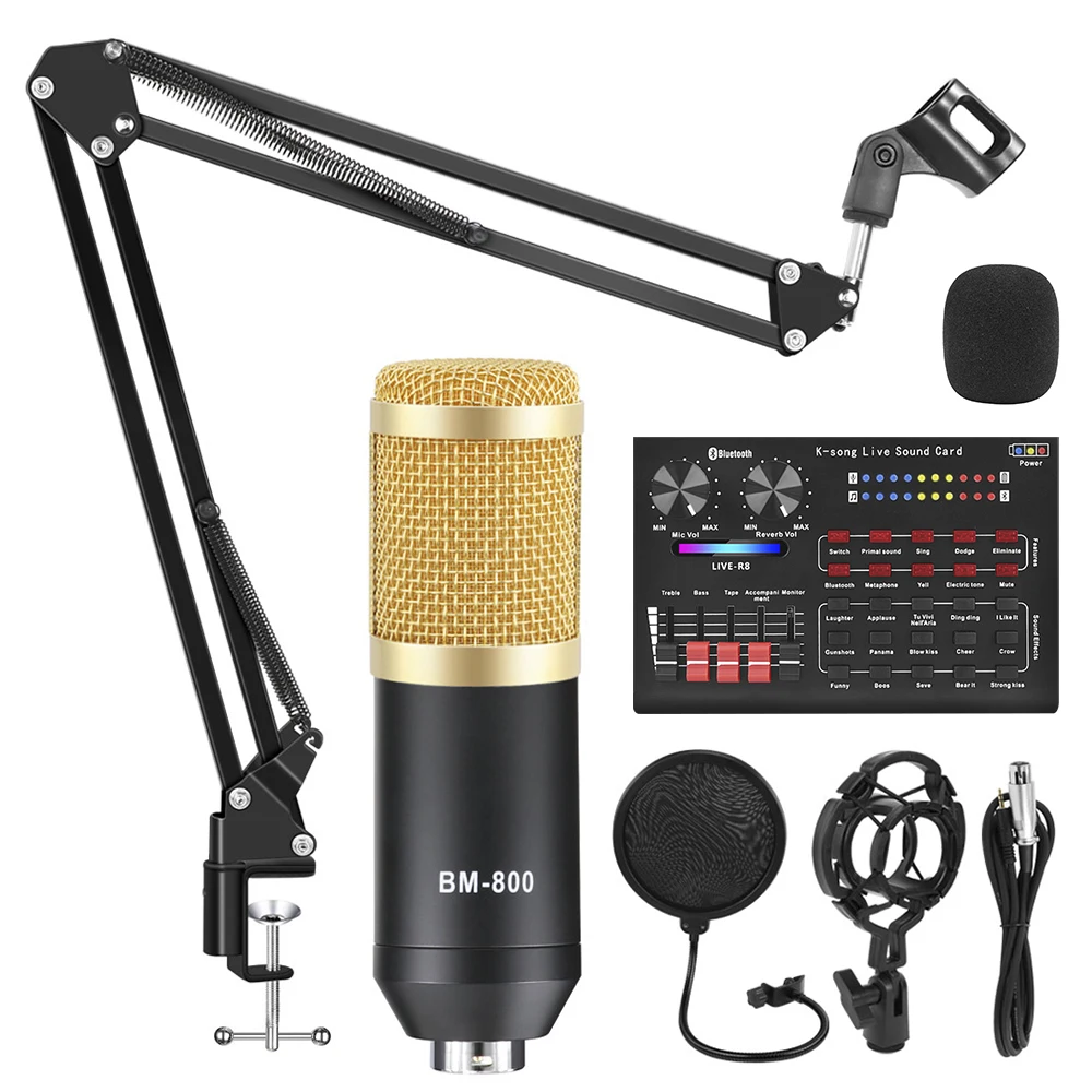 Bm 800 Mikrofonas studija R8 Garso plokštė Rinkiniai bm800 Kondensatoriaus Mikrofonas, PC Kompiuteris, Telefonas, Karaoke Dainavimas Žaidimų Mic Stand