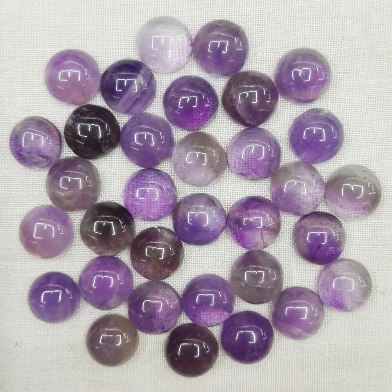 12MM Gamtos Violetinė crystal Akmens apvalios Granulės Geros kokybės turas kabina cabochon akmenys prarasti granulių 50Pcs/lot Nemokamas pristatymas