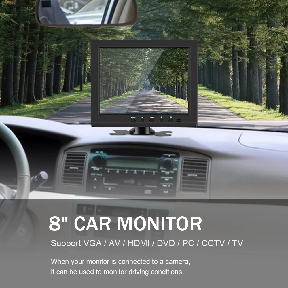 8 colių HD LCD Automobilių Pogalvių Monitorius HDMI/VGA/AV/USB/SD TV ir PC DVD Grotuvas, Kamera, Automobilio Galinio vaizdo Monitorius Stovėjimo galinio vaizdo Sistema