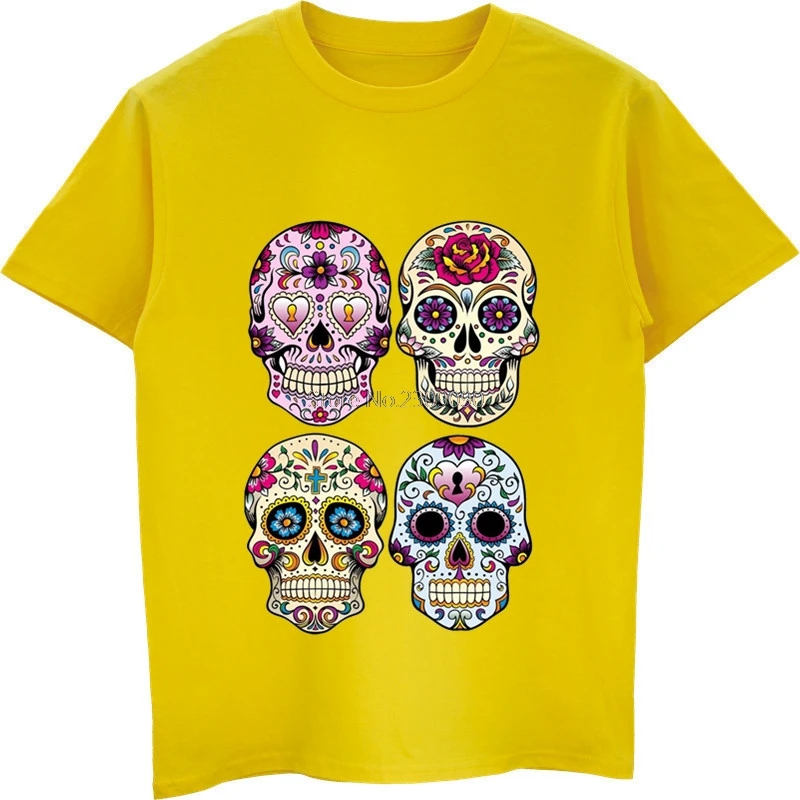 Meksikos Cukraus Kaukolės Klasikinis Derinys Mados marškinėliai Vyrams trumpomis Rankovėmis Medvilnės Marškinėliai Hip-Hop Unisex Marškinėliai Cool Tees Viršūnės