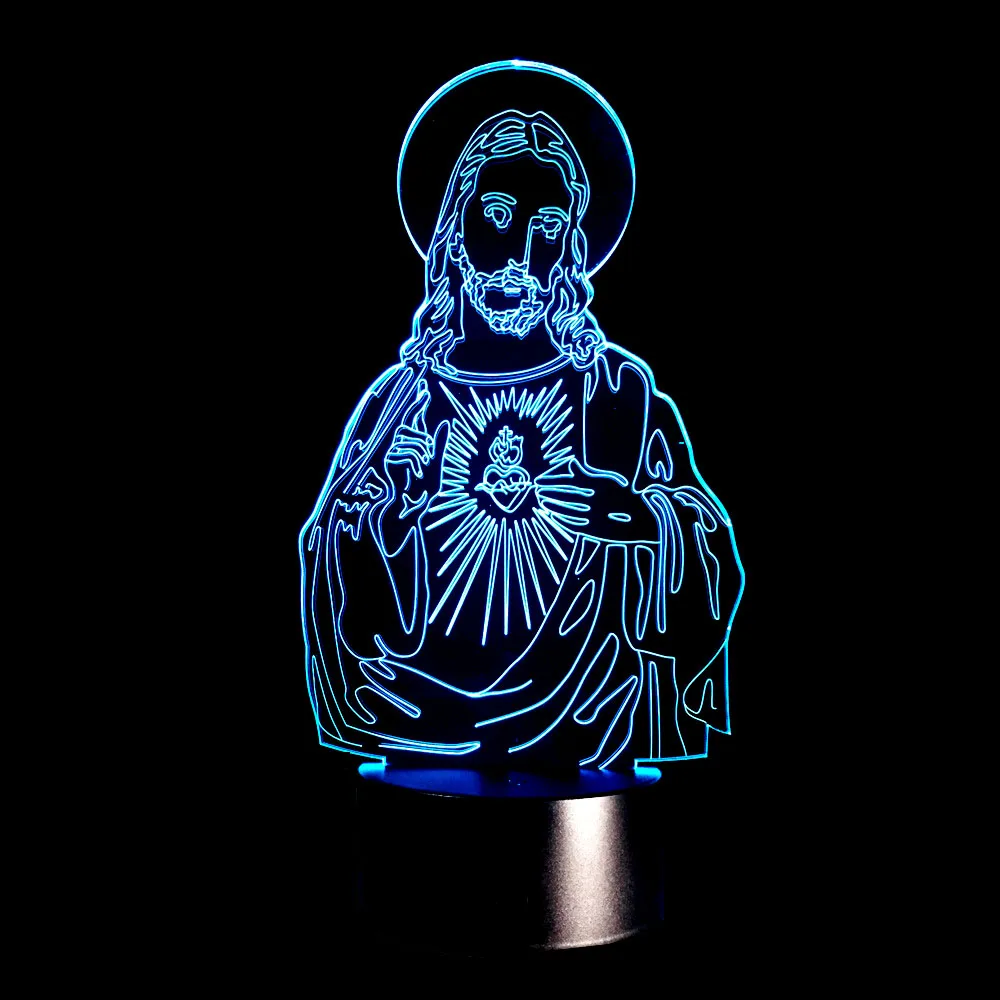 3D Optinė Iliuzija Jėzaus Kristaus LED Lempos Bulbing Šviesos Jėzus Naktį Šviesa 7 Spalvų, Dovana, Namų Dekoro Naktį žibintai Lašas Laivybos