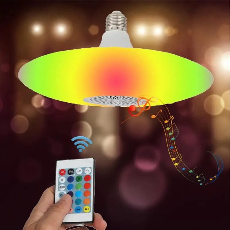 Daugiafunkcinis 30W Bluetooth Lemputės Garsiakalbis Smart LED Muzika Lempos Nuotolinio Valdymo Spalvų Kaita apdaila